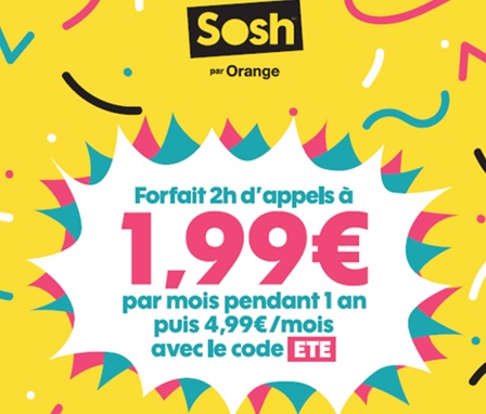 Surprise SOSH : Le forfait 2H bloqué ou non en promo à 1.99 euros