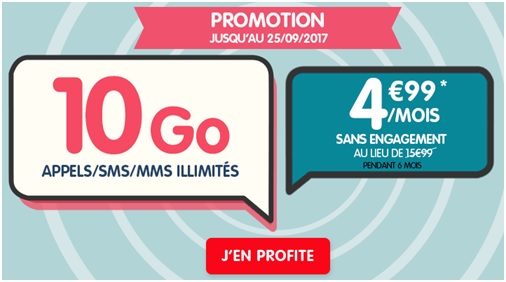 Promotion ! Le forfait sans engagement 10Go à 4.99 euros chez NRJ Mobile