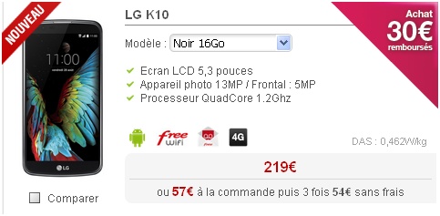 LG K10 Free Mobile