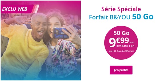 Bouygues Telecom : La Série Spéciale B&YOU 50Go à 9.99 euros sous toutes ses coutures
