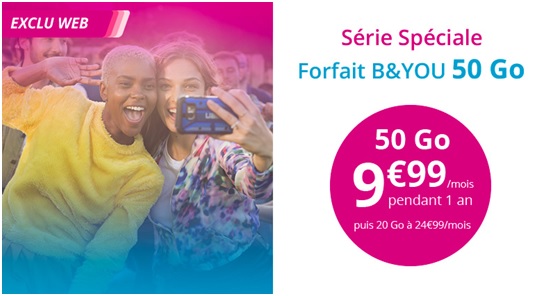 Bouygues Telecom prolonge sa Série Spéciale B&YOU 50Go à 9.99 euros
