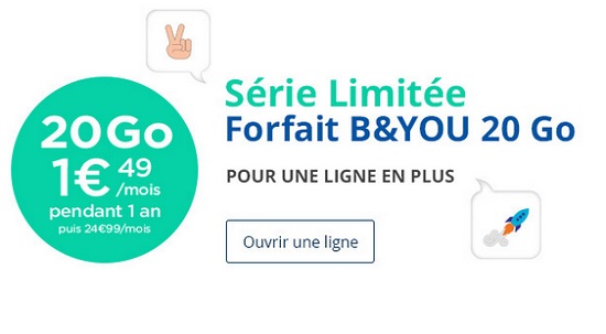 La Série Limitée B&YOU 20Go encore moins chère pour les clients Bouygues Telecom
