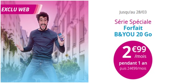 Surprise Bouygues Telecom : Nouvelle Série Spéciale B&YOU 20Go à 2.99 euros