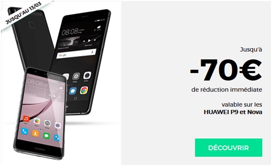 Les Huawei P9 et Nova à prix réduit chez RED by SFR