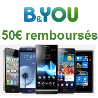 Bon plan : 50€ remboursés sur une sélection de Smartphones chez B&You !