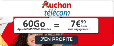 Forfait 60 Go à 7,99 euros de Auchan Telecom
