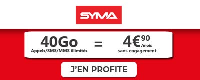 Forfait 40Go à 4,90 euros chez Syma
