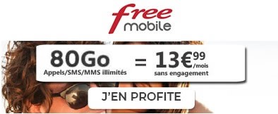 Forfait Free Mobile 80Go à prix promo