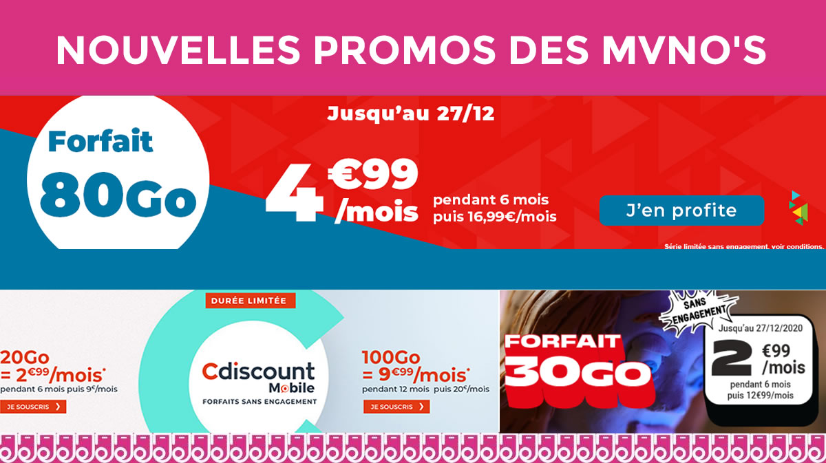 Les MVNO font le plein de nouvelles promos à partir de 2,99€ pour votre forfait mobile !