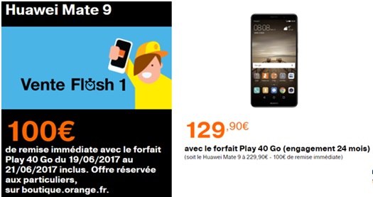 Le Huawei Mate 9 en vente flash chez Orange (remise exceptionnelle de 100 euros)