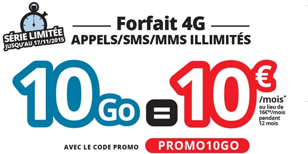 Forfait illimité 10Go: 10€ chez NRJ Mobile et Auchan Télécom
