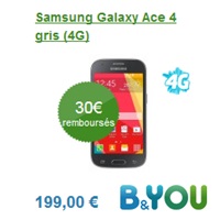 Le Samsung Galaxy Ace 4 4G disponible à 169€ avec un forfait sans engagement B&You 