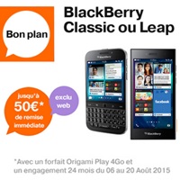 Exclu Web : 50€ de remise immédiate sur le BlackBerry Leap et BlackBerry Classic chez Orange 