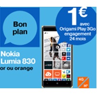 Bon plan du Web : Le Nokia Lumia 830 en promo à 1€ avec un forfait Orange 
