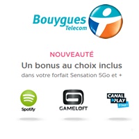 Les bonus Sensation Spotify, CanalPlay Start ou Gameloft sont disponibles chez Bouygues Telecom !