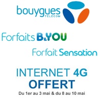 Week-ends prolongés du mois de Mai : Surfez gratuitement en 4G chez Bouygues Telecom ! 