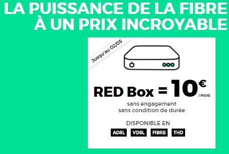 La BOX Internet à 10 euros par mois chez RED BY SFR prolongée jusqu'au 22 mai