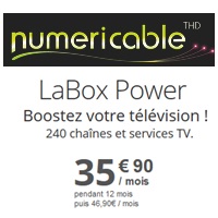 LaBox Power Triple Play : Internet très haut débit, TV HD, téléphonie fixe illimitée en promo chez Numericable!