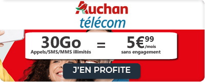Forfait 30 Go à 5,99 euros de Auchan Telecom