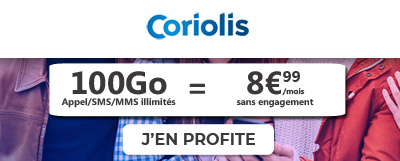 Forfait Coriolis 100 Go à 8,99 euros