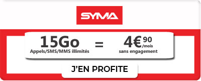 Forfait 15 Go à 4,99 euros de syma