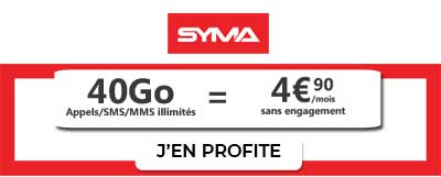 Forfait SyMa 40 Go à 4,99 euros 