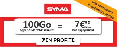 Forfait Syma 100 Go à 7,90 euros