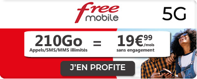 Forfait Free 210 Go de 5G