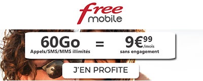 Forfait Free Mobile 60Go de 4G 