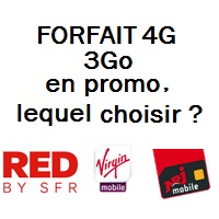 Forfait 4G avec 3Go en promo chez RED BY SFR, Virgin  Mobile et NRJ Mobile, lequel choisir ?