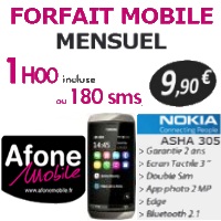 Le Nokia ASHA 305 compris dans le forfait mensuel Afone Mobile