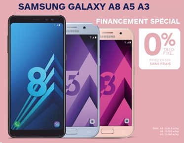 Financement spécial sur les Smartphones Galaxy A8, A5 et A3 chez Boulanger