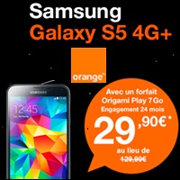 Bon plan du Web : Le Samsung Galaxy S5 4G+ en promo à 29.90€ avec un forfait Orange !