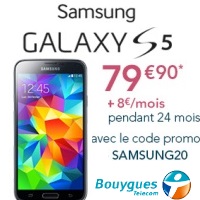 Bon plan Bouygues Telecom : Le Samsung Galaxy S5 en promo à partir de 79.90€ !