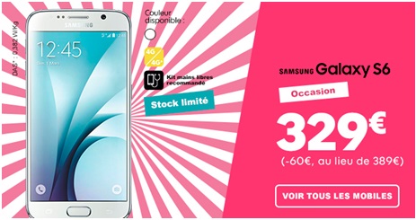 Abonnés Sosh : jusqu'à 100 euros de remise sur votre Smartphone d'occasion (le Galaxy S6 à 329 euros...)