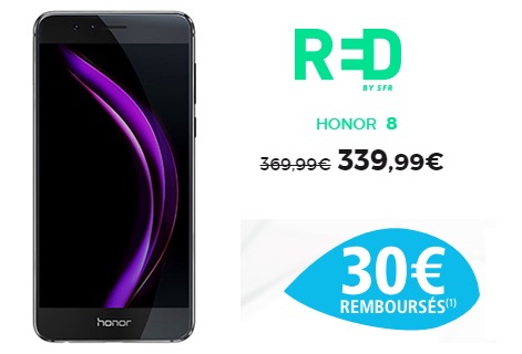 Bon plan : le Honor 8 à 339.99 euros avec un forfait RED By SFR