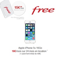 IPhone 5S 16Go : 49€ à la commande chez Free!