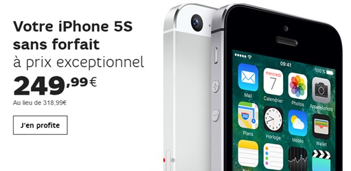 Bon plan SFR : l'iPhone 5S  à prix exceptionnel nu ou avec un forfait RED