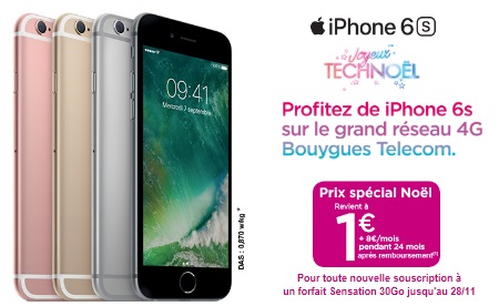 iPhone 6s à prix spécial Noël chez Bouygues Telecom 