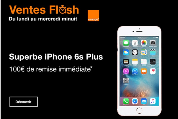 Vente flash : 100 euros de remise sur votre iPhone 6S Plus avec Orange pendant 3 jours 