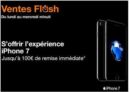 Vente flash iPhone 7 et 7 Plus : Orange vous offre jusqu'à 100 euros de remise immédiate