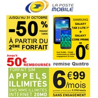 La Poste Mobile : Le forfait illimité en promo à 6.99€ et -50% à partir du 2ème forfait mobile !