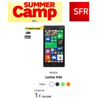 Summer Camp SFR : Nokia Lumia 930 à 1€