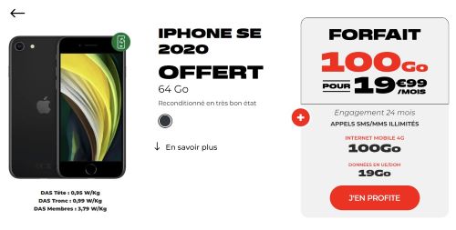 iPhone SE offert avec forfait mobile 100 Go