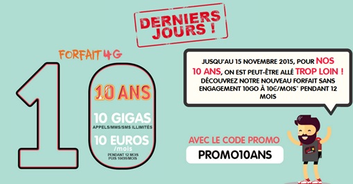 Le forfait illimité 10Go à 10€ encore valable chez Auchan Telecom pendant 2 jours !