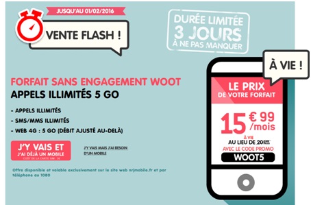 Vente flash NRJ Mobile : Le forfait illimité 5Go en promo jusqu’à ce soir minuit !