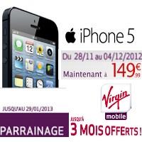Promo Noël : l’iPhone 5 à 149.99€ et le parrainage de retour chez Virgin Mobile