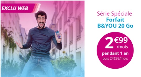 Bouygues Telecom : le forfait B&You 20Go à 2.99 euros par mois prolongé une nouvelle fois 