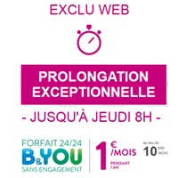 Forfait illimité à 1€ chez Bouygues Telecom  :  Prolongation jusqu'au 09 Juillet 08H !