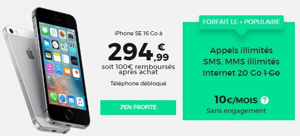L'iPhone SE à 294.99 euros avec un forfait RED BY SFR jusqu'au 03 avril
